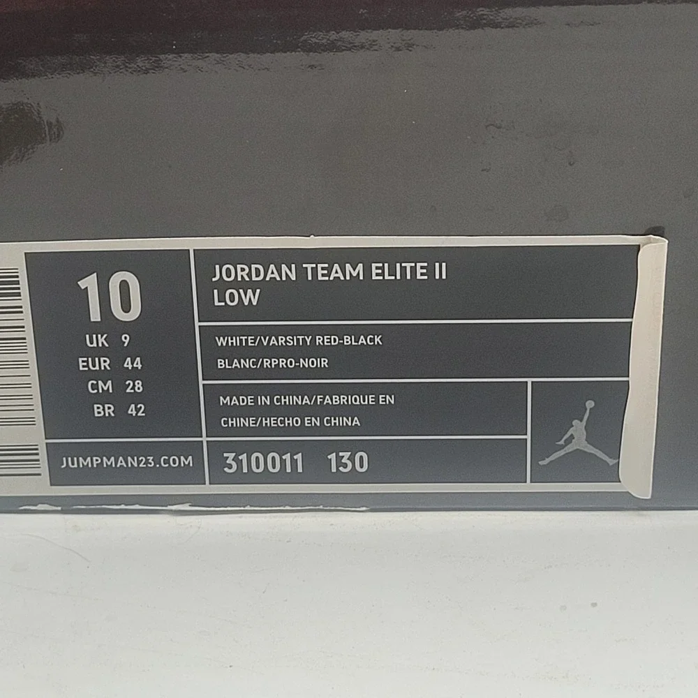 Air Jordan Team Elite II‎ Low White/Varsity Red Black Size 10 Model 310011-130